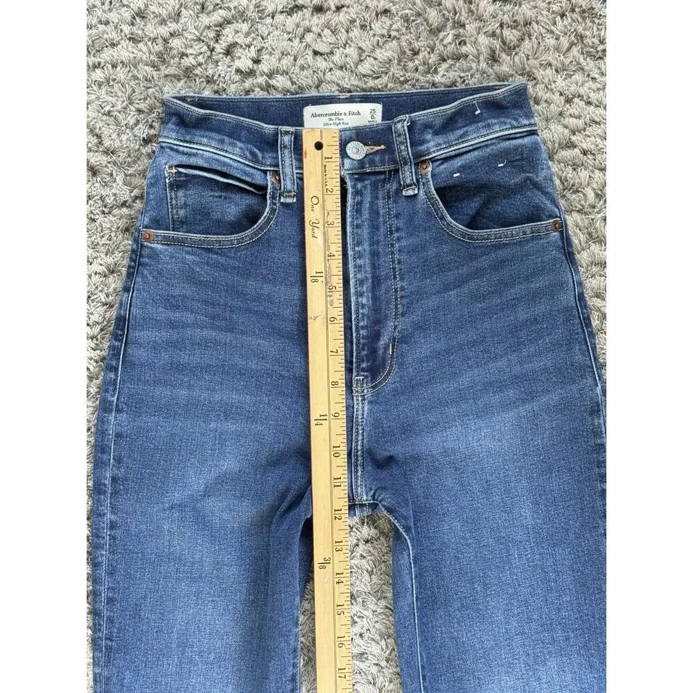 Abercrombie & Fitch The Flare Jeans Women’s Size 0/25 Blue Denim Boho High Rise